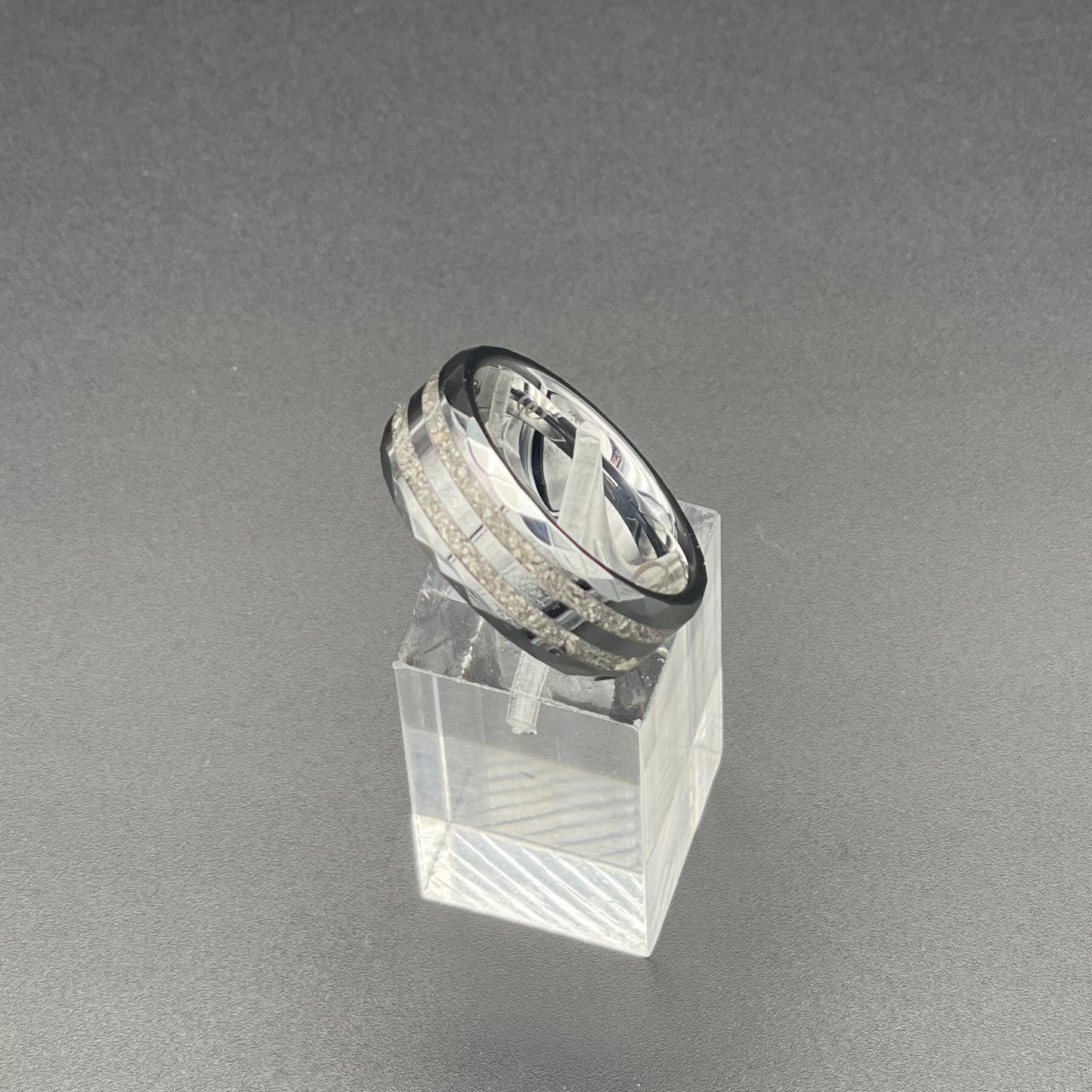 8mm Hammered Tungsten Band Dual Channel Cremation Ring