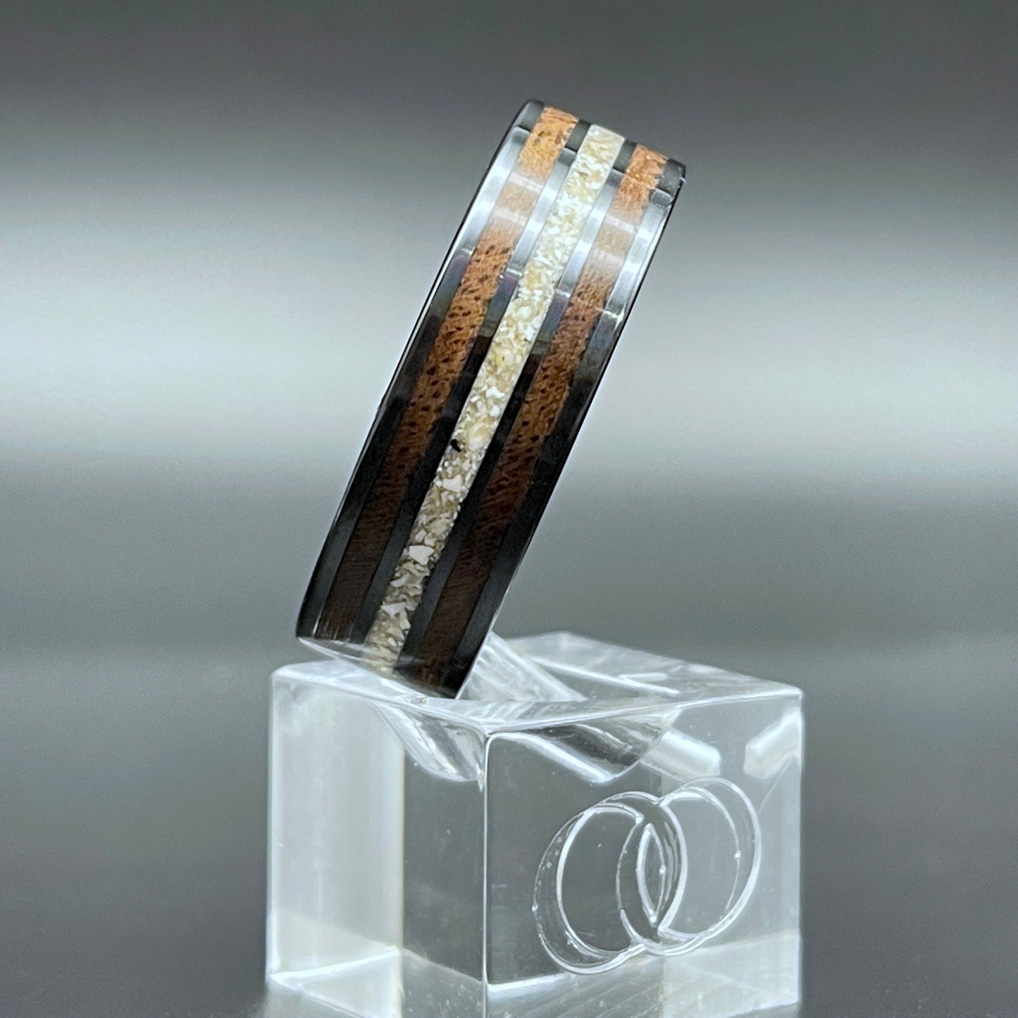 8mm Cremation Ring with Walnut Accents