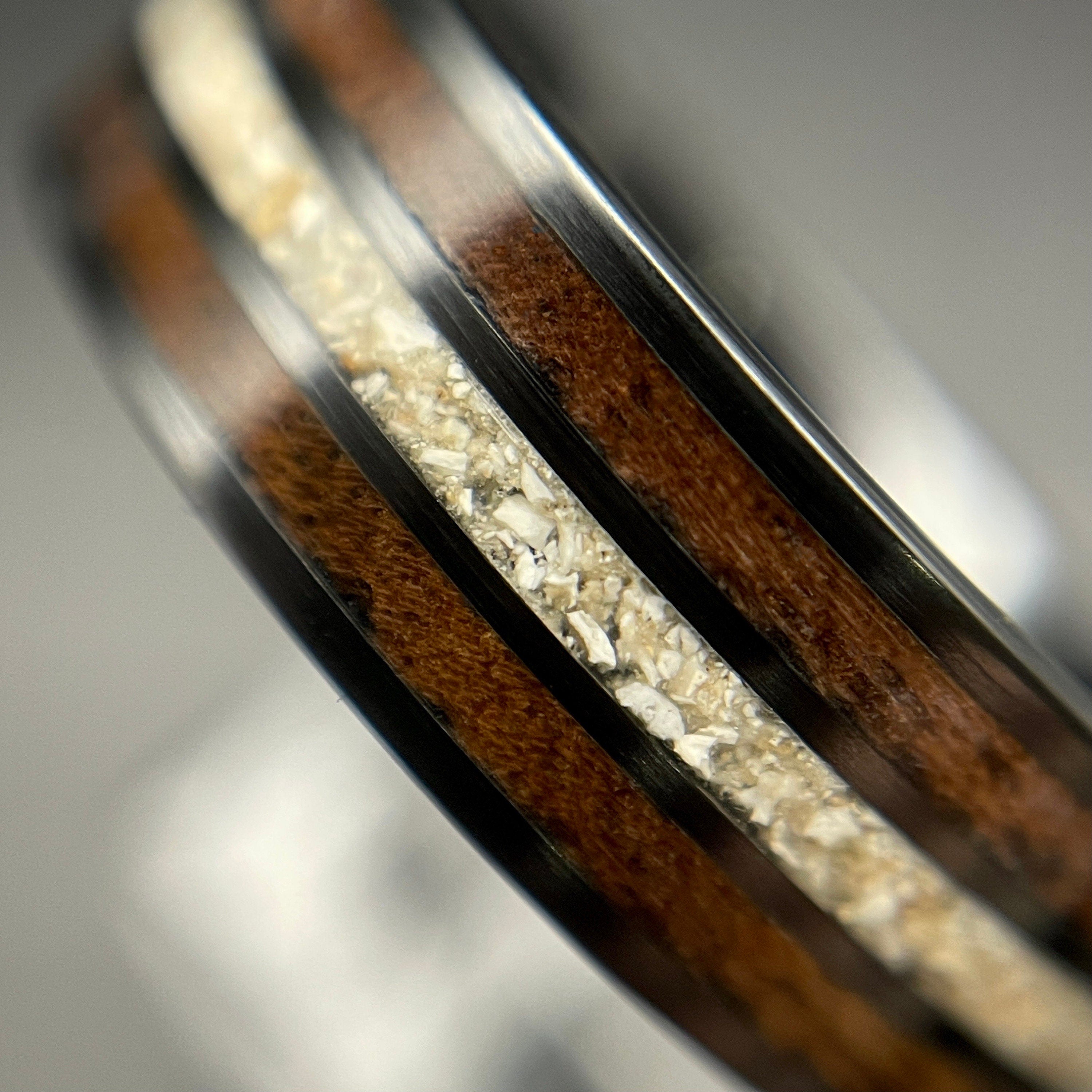 8mm Cremation Ring with Walnut Accents