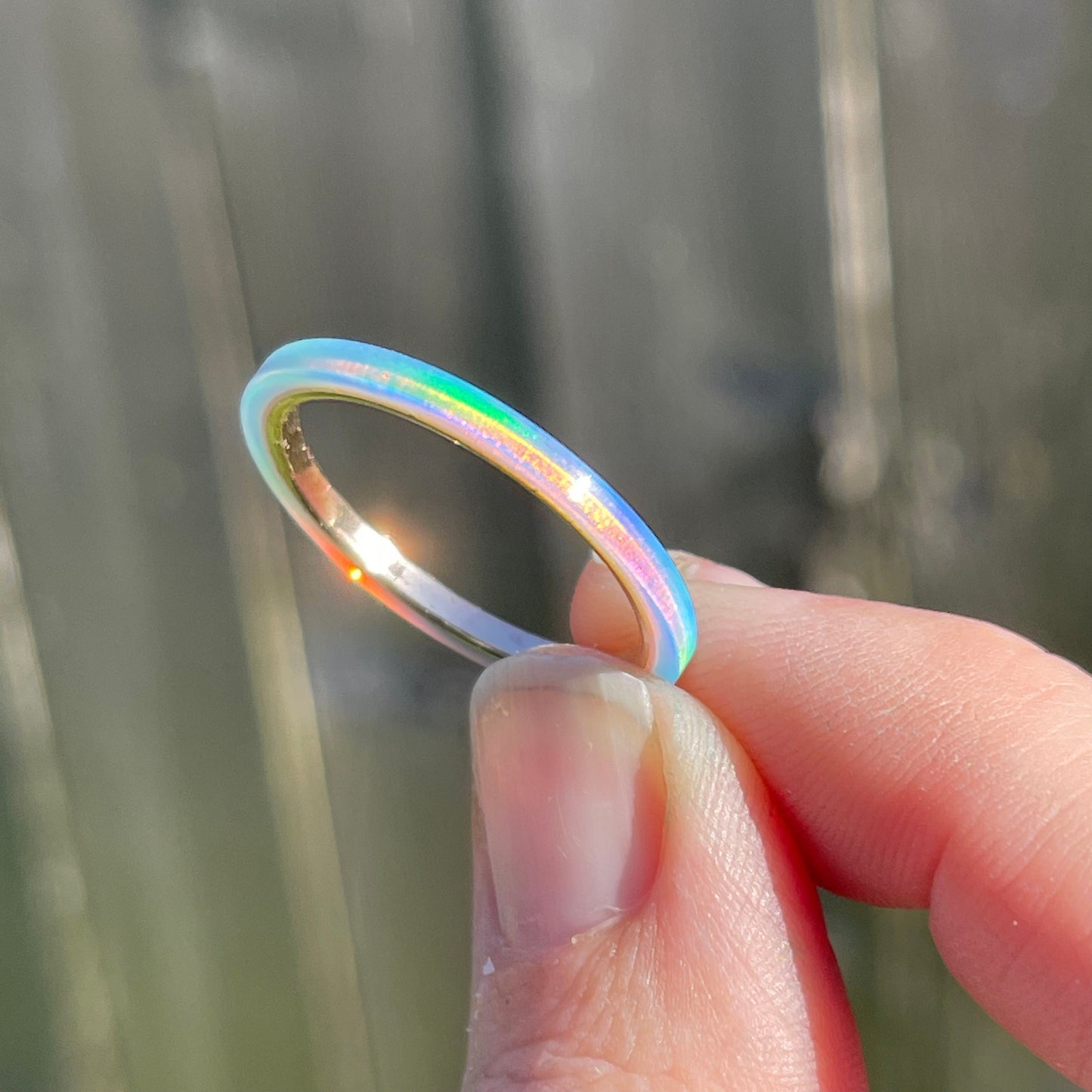 2mm Solid Blue Fire Opal Ring