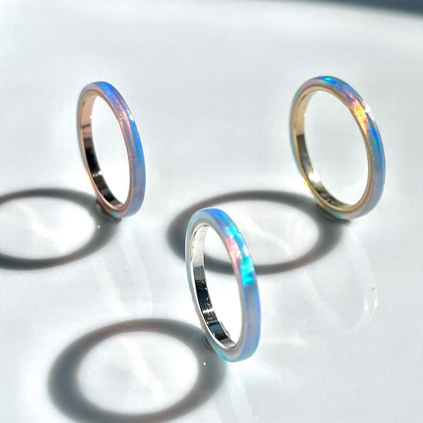 2mm Solid Blue Fire Opal Ring