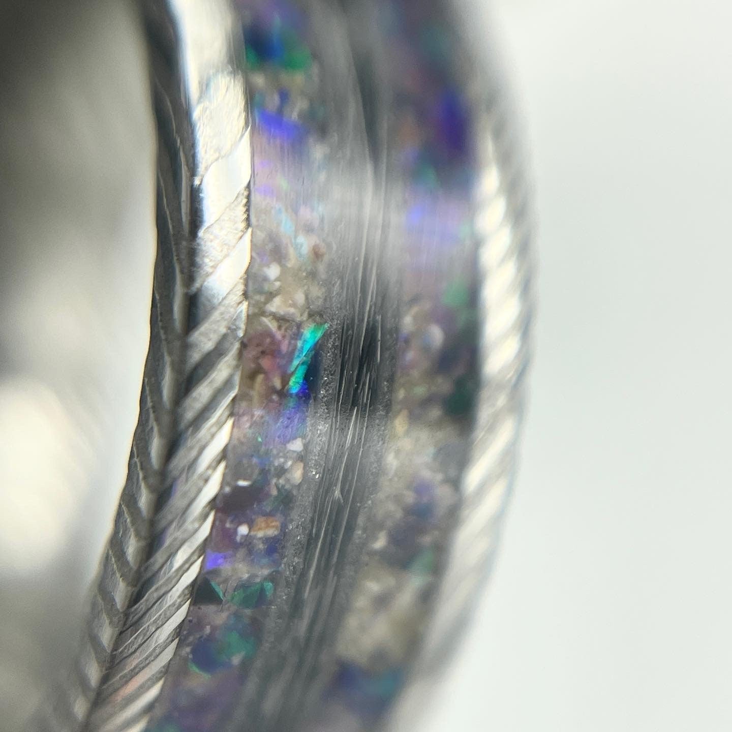 8mm Cremation Ring with Fur or Hair as Center Accent