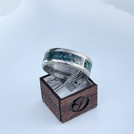 8mm Damascus Cremation Ring