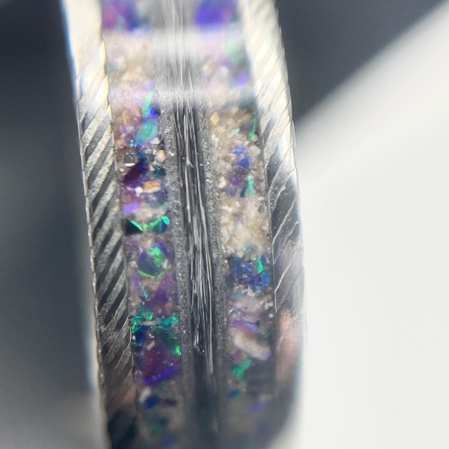 8mm Cremation Ring with Fur or Hair as Center Accent