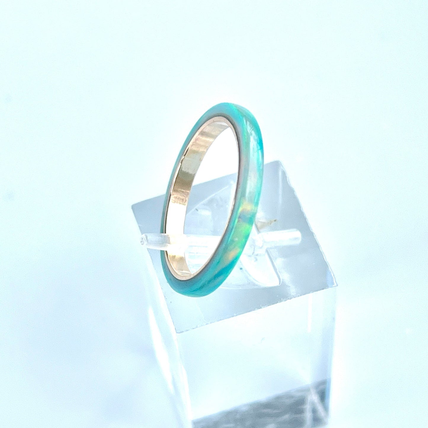 2mm Moon Yellow Opal Ring
