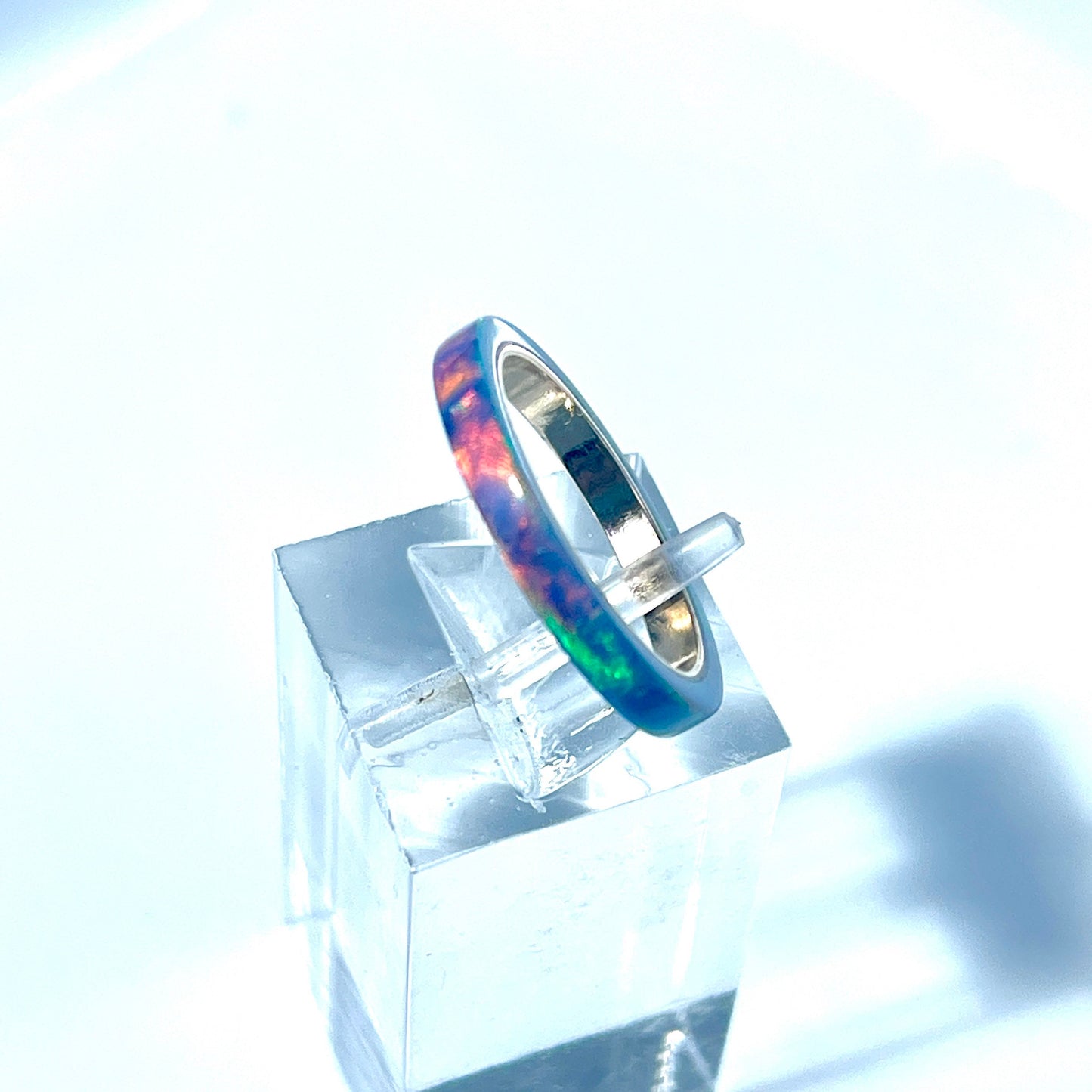 2mm Multi Teal Opal Ring