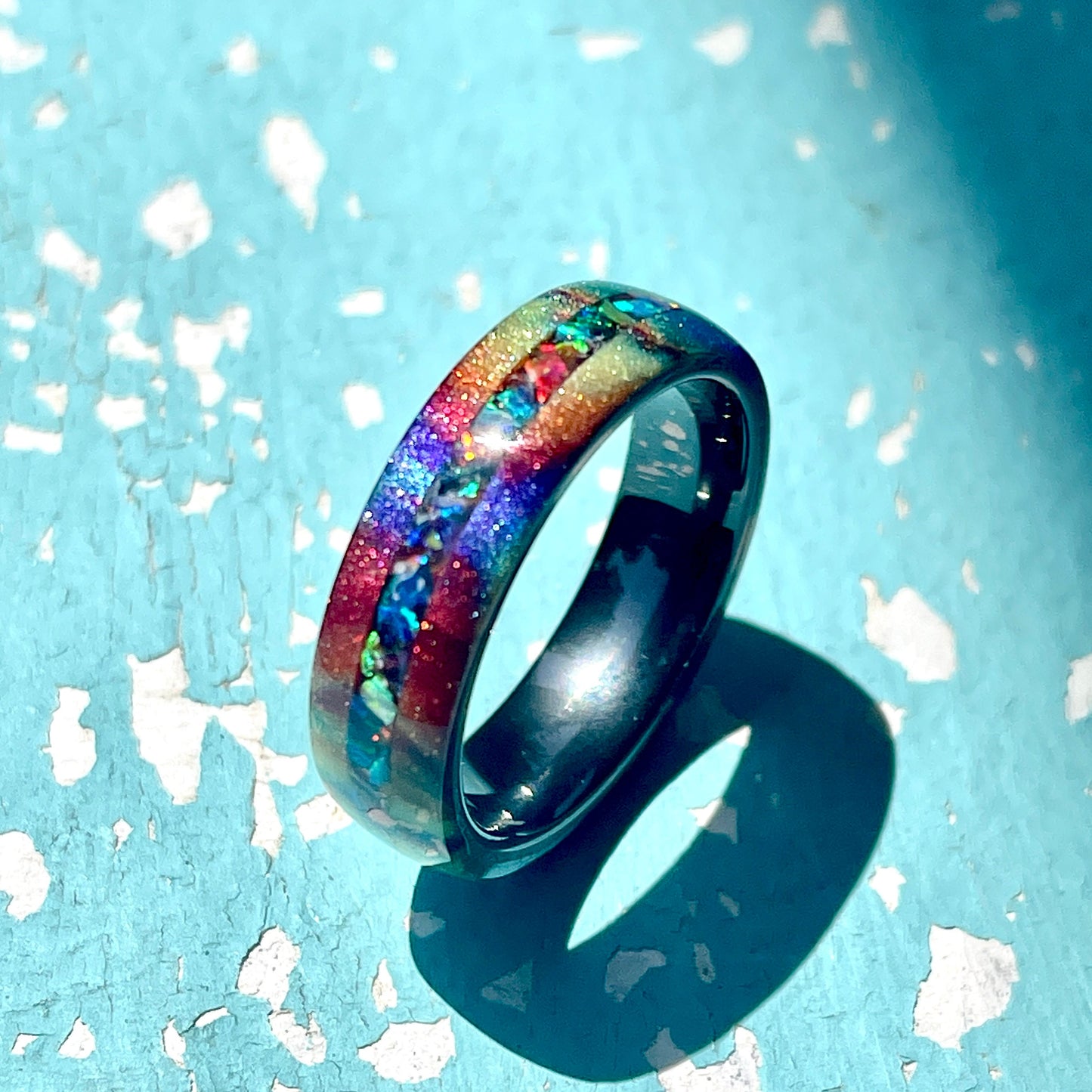 6mm Rainbow Ring with Opal Accent