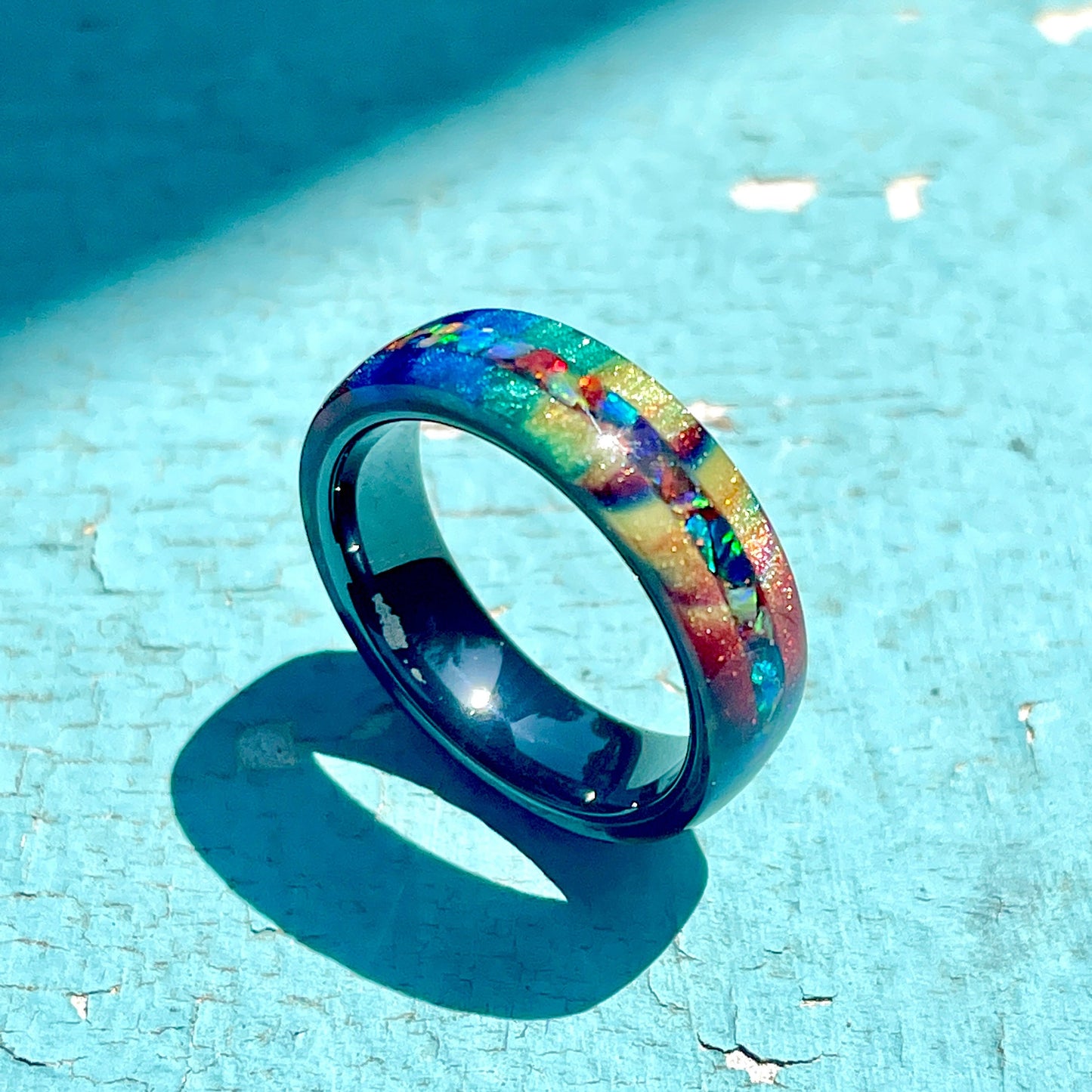 6mm Rainbow Ring with Opal Accent