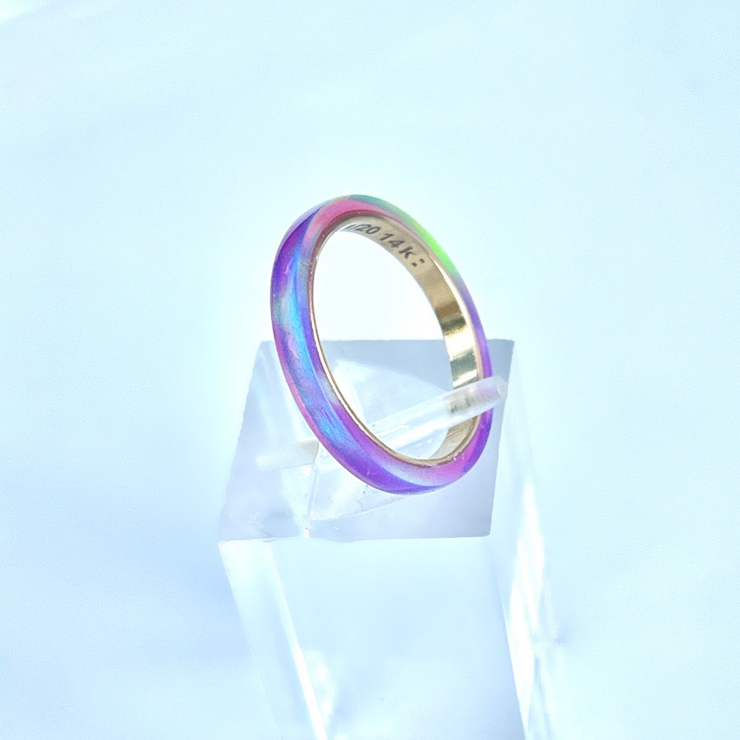 2mm Multi Violet Opal Ring