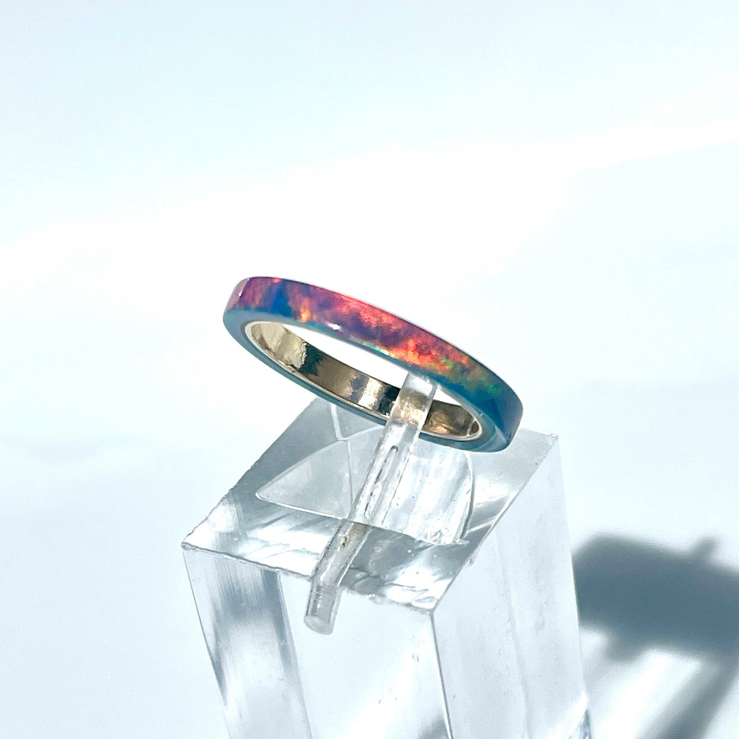 2mm Multi Teal Opal Ring