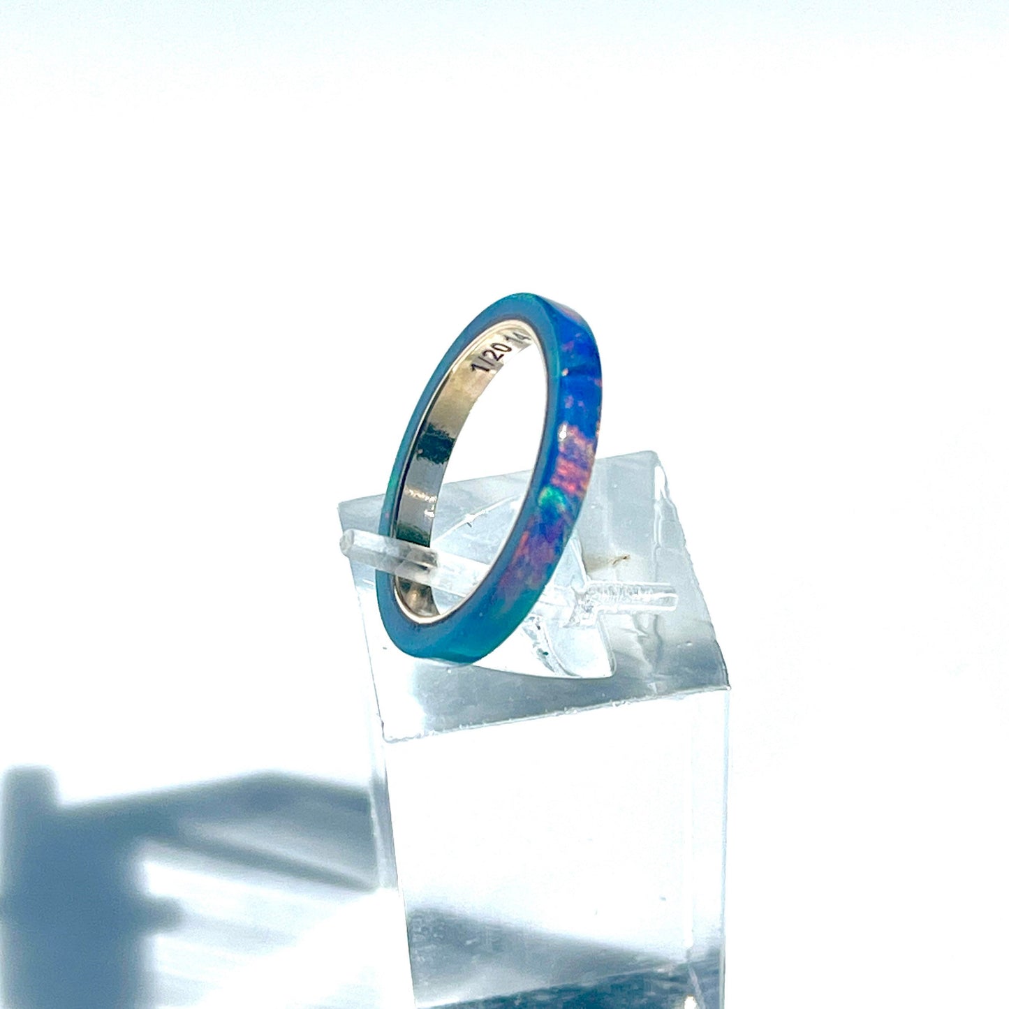 2mm Multi Teal Opal Ring