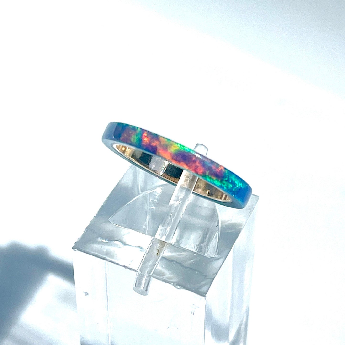 2mm Multi Teal Opal Ring