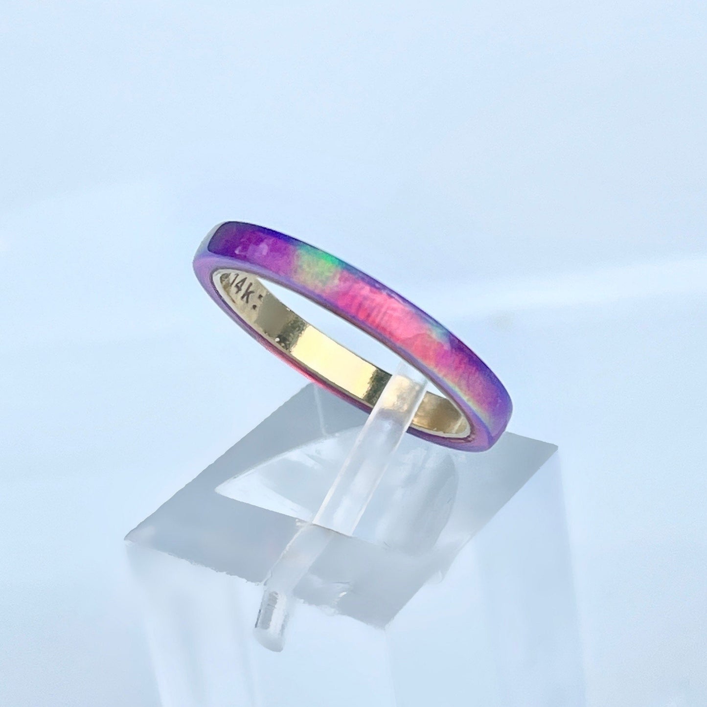 2mm Multi Violet Opal Ring