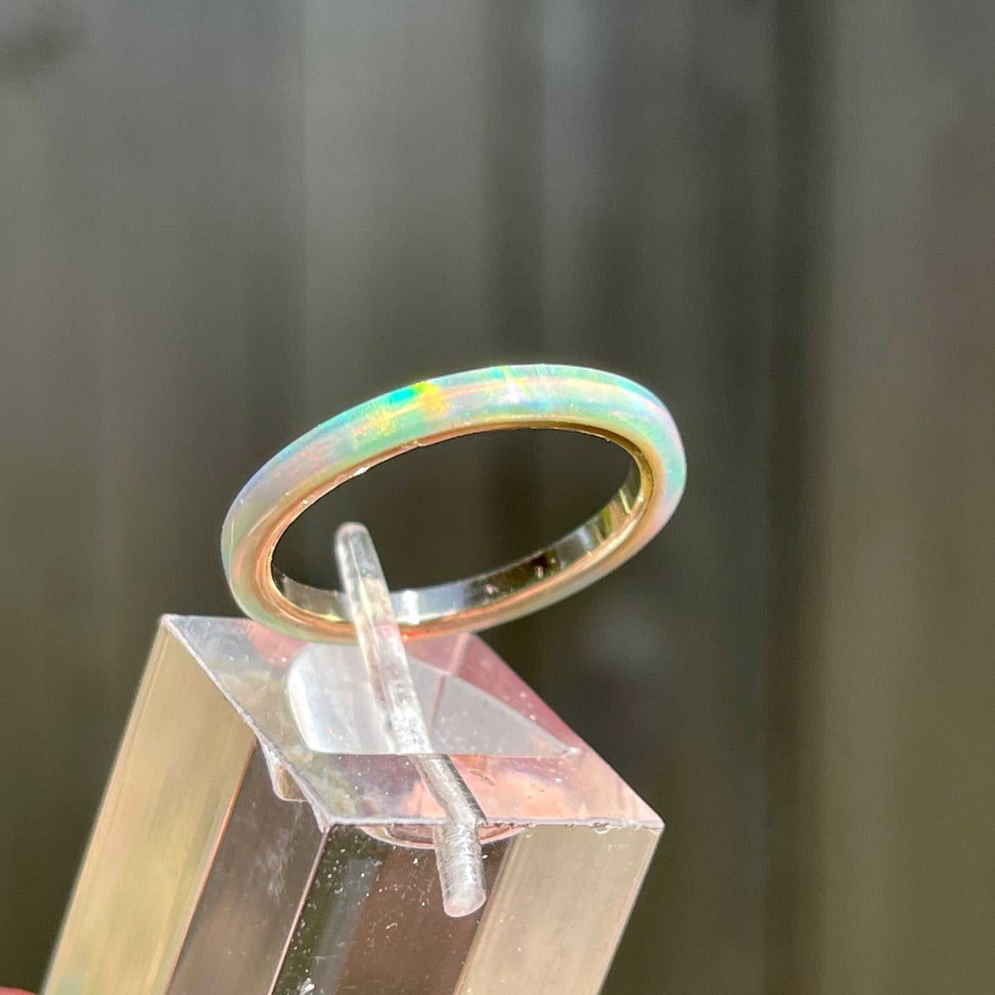 2mm Solid Lime Soda Opal Ring