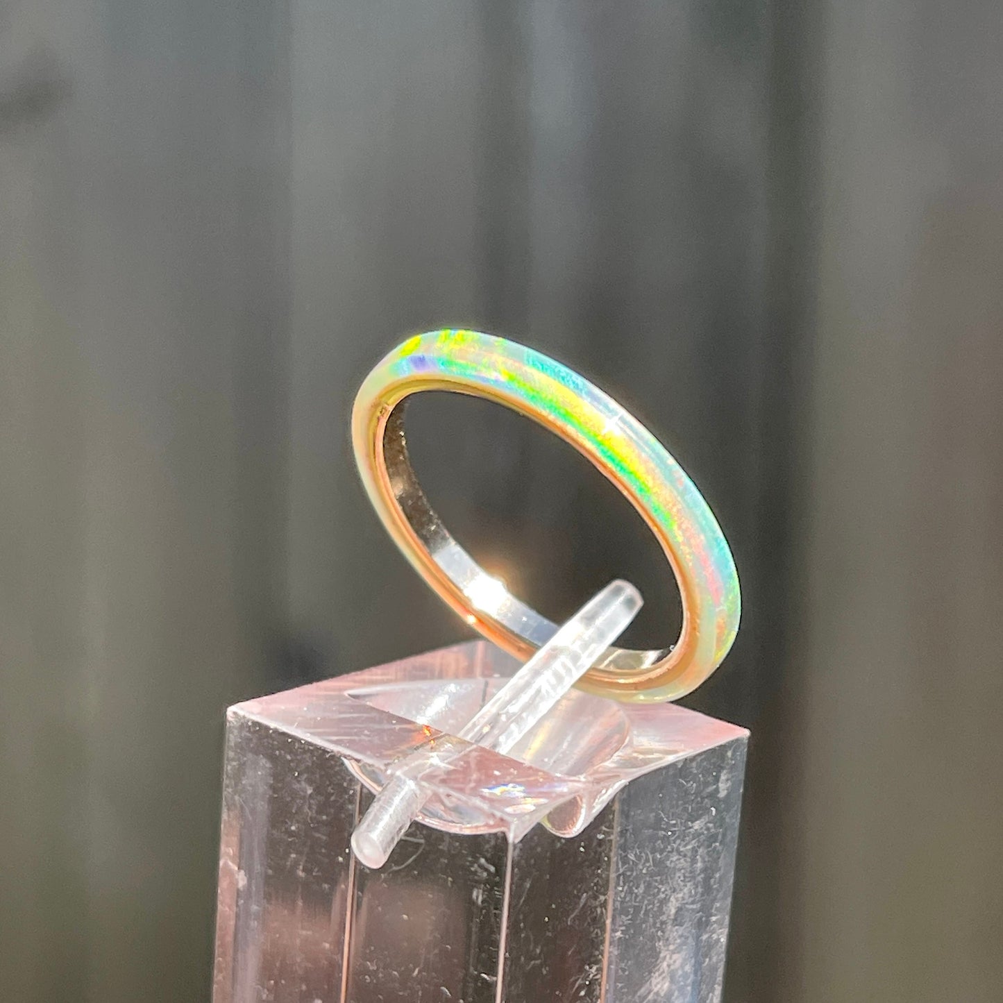 2mm Solid Lime Soda Opal Ring