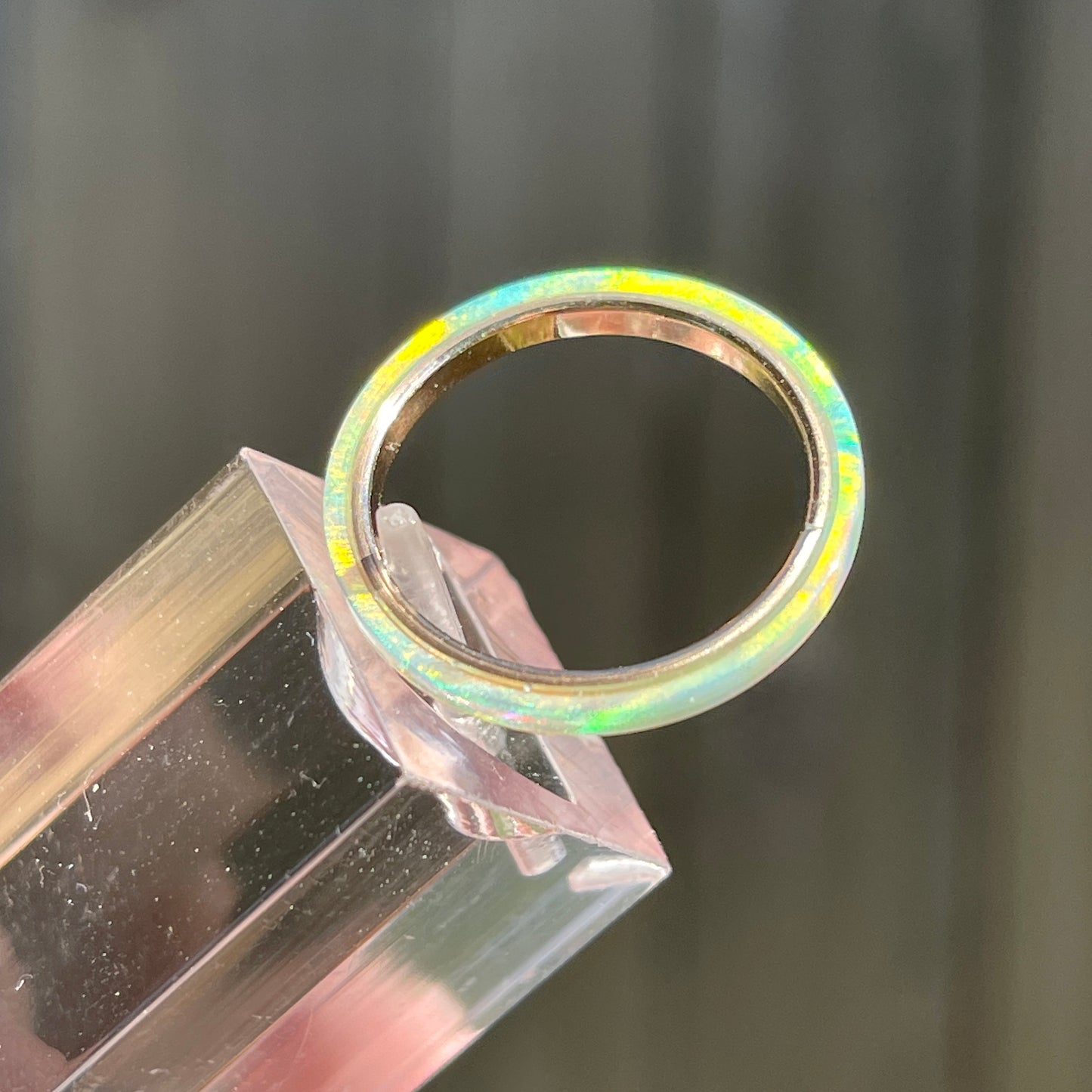 2mm Solid Lime Soda Opal Ring