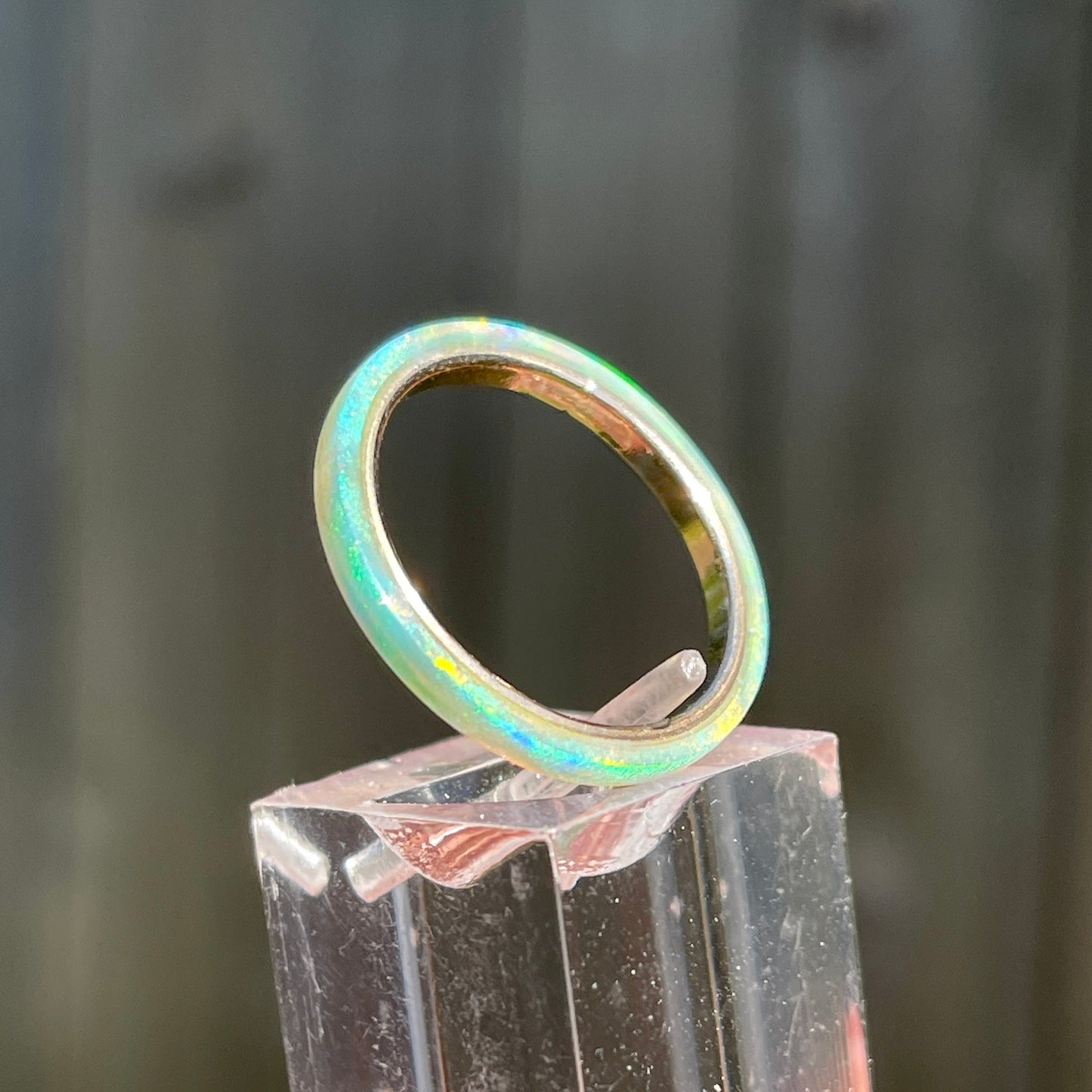 2mm Solid Lime Soda Opal Ring