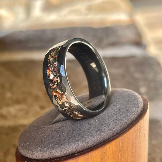 Mixed Metals Hammered Cremation Ring