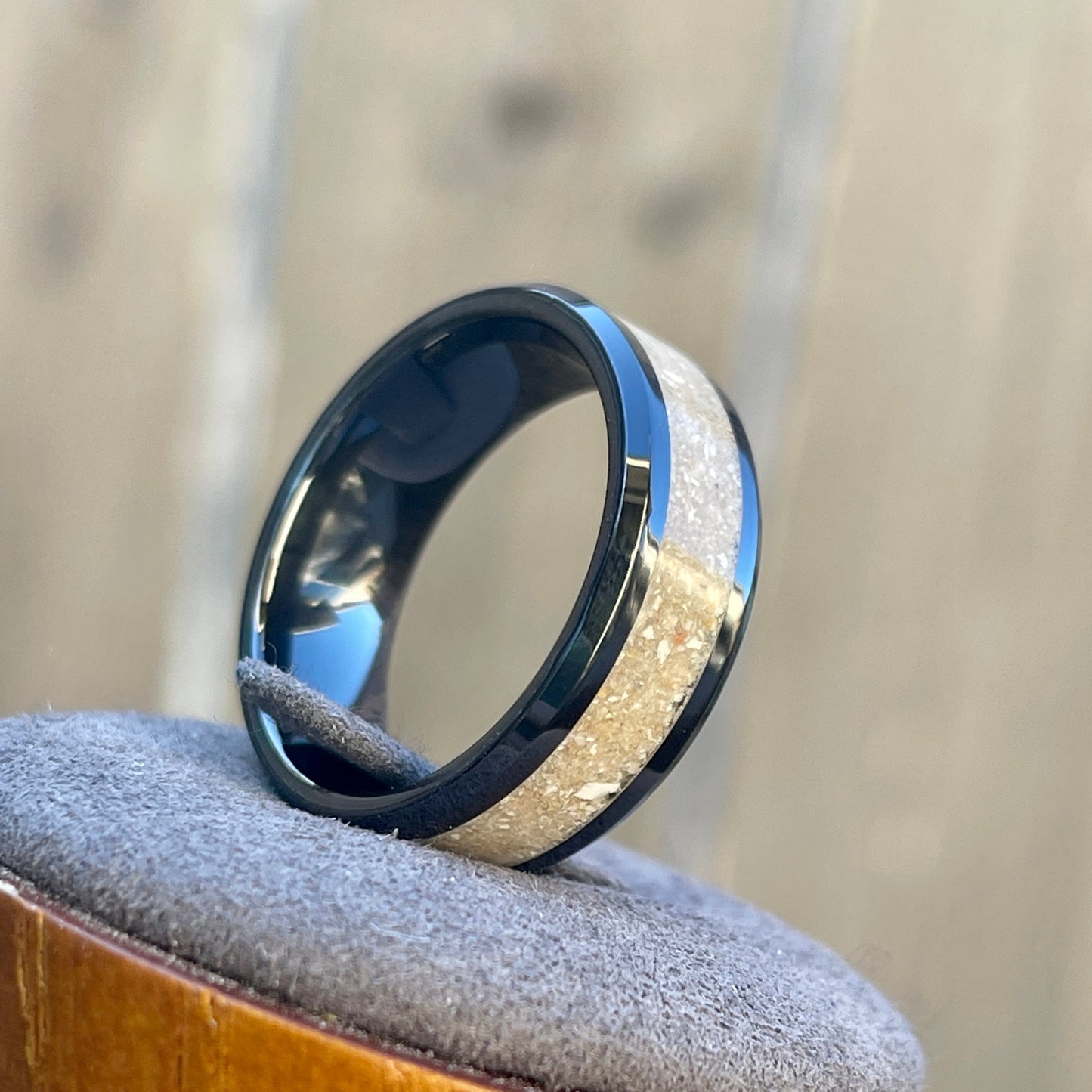 8mm Black Ceramic Cremation Ring