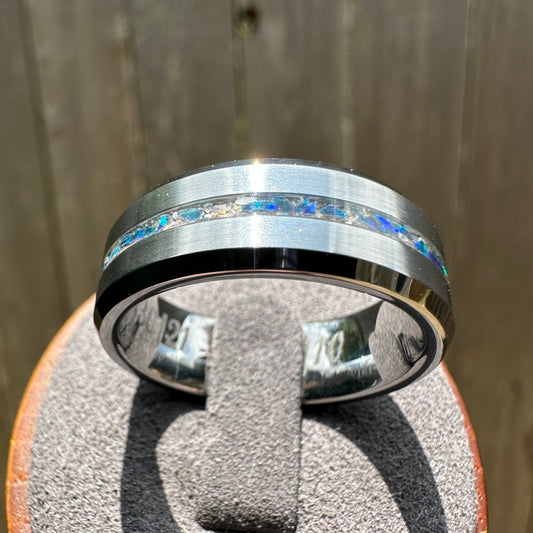 8mm Brushed Tungsten Cremation Ring