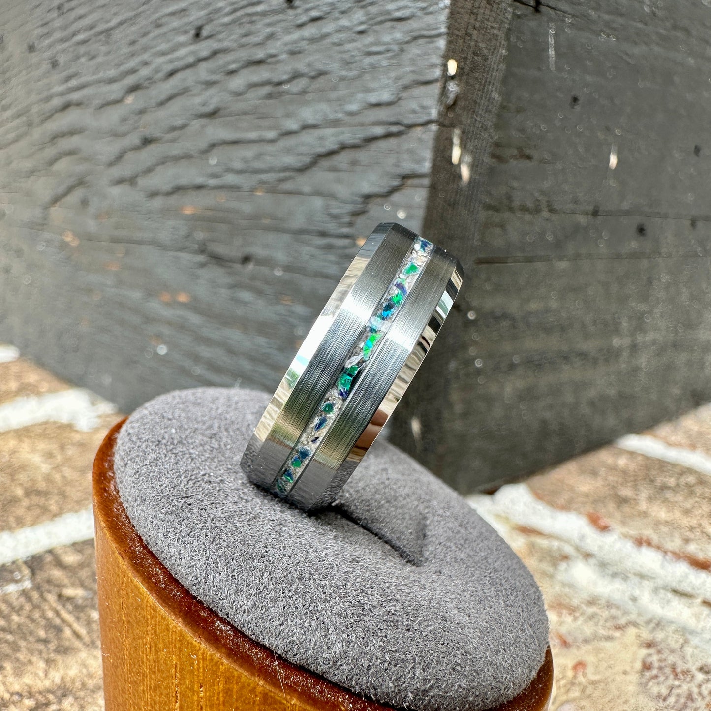 8mm Brushed Tungsten Cremation Ring