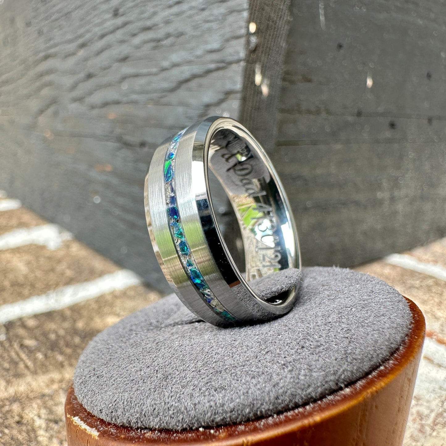 8mm Brushed Tungsten Cremation Ring