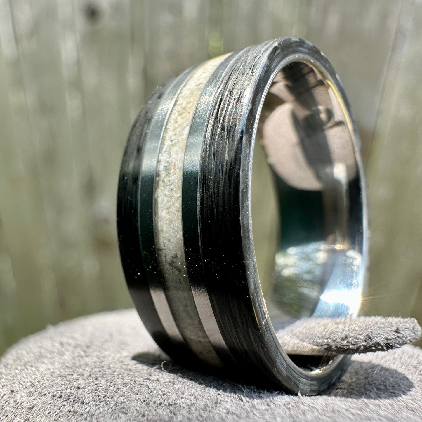 9mm Carbon Fiber Titanium Cremation Ring